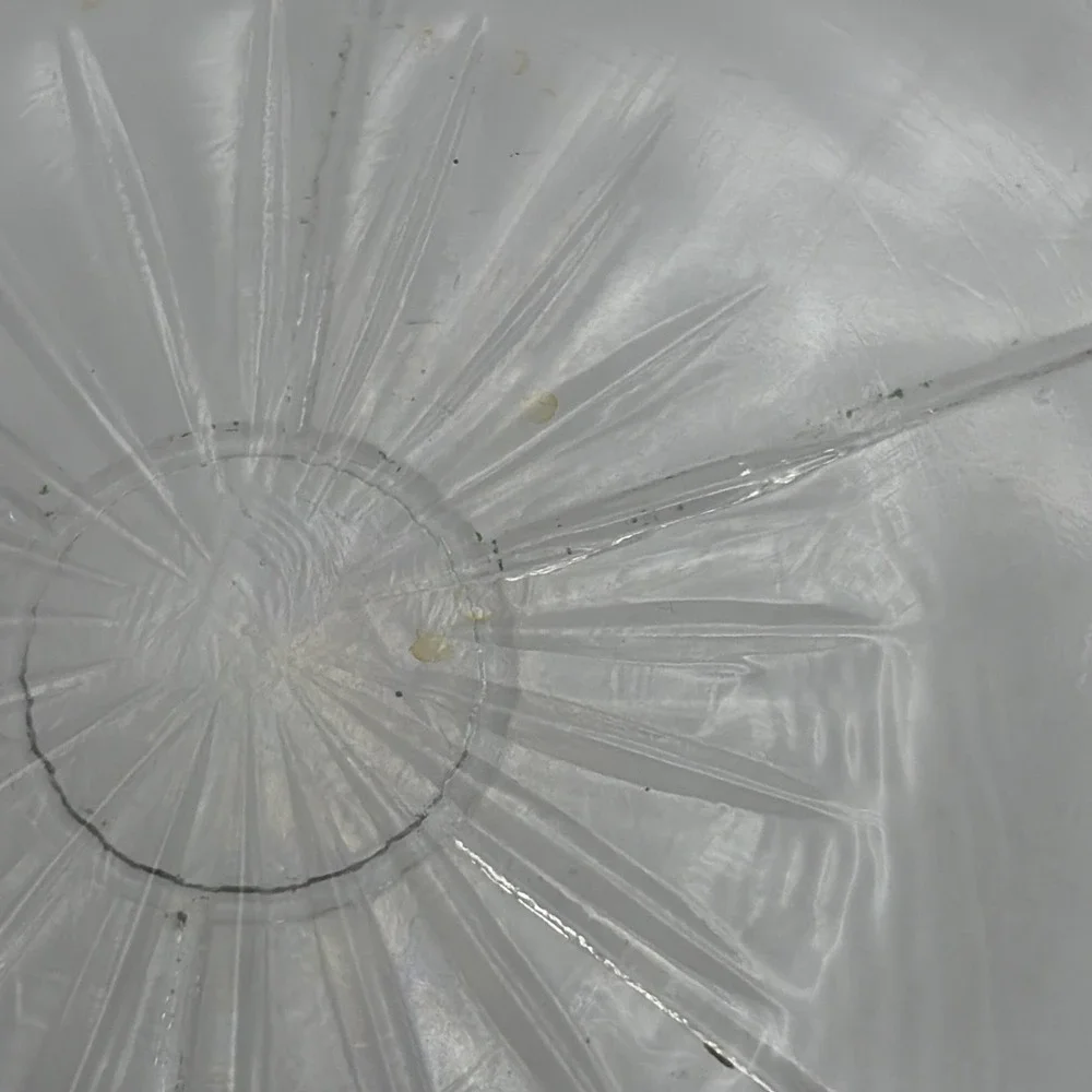 Vintage Mid century Starburst Depression Glass Coaster with gold trim.